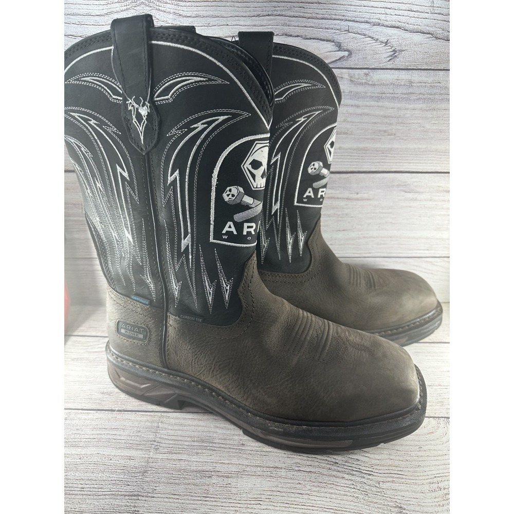 Ariat Men's WorkHog XT Bolt Skull Carbon Toe Waterproof Work Boots Size 10.5 D